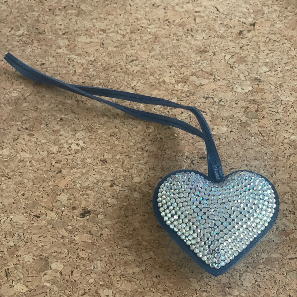 Custom rhinestone navy heart bag charm